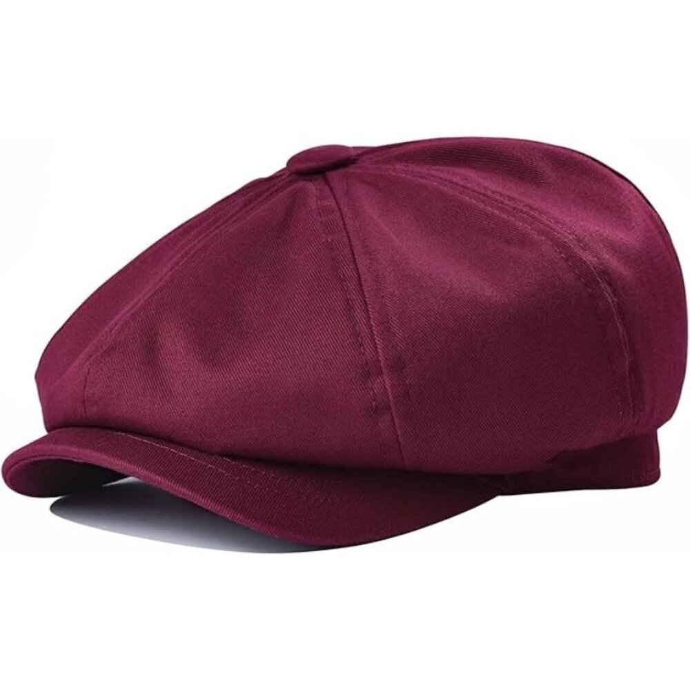 Maroon Vintage Retro Newsboy Baker Boy Flat Ivy Gatsby Cabbie Driving Golf Hat - Picture 1 of 6